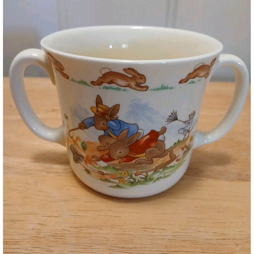 Vintage Royal Doulton Bunnykins Double Handled Tea Cup Mug Bone China England